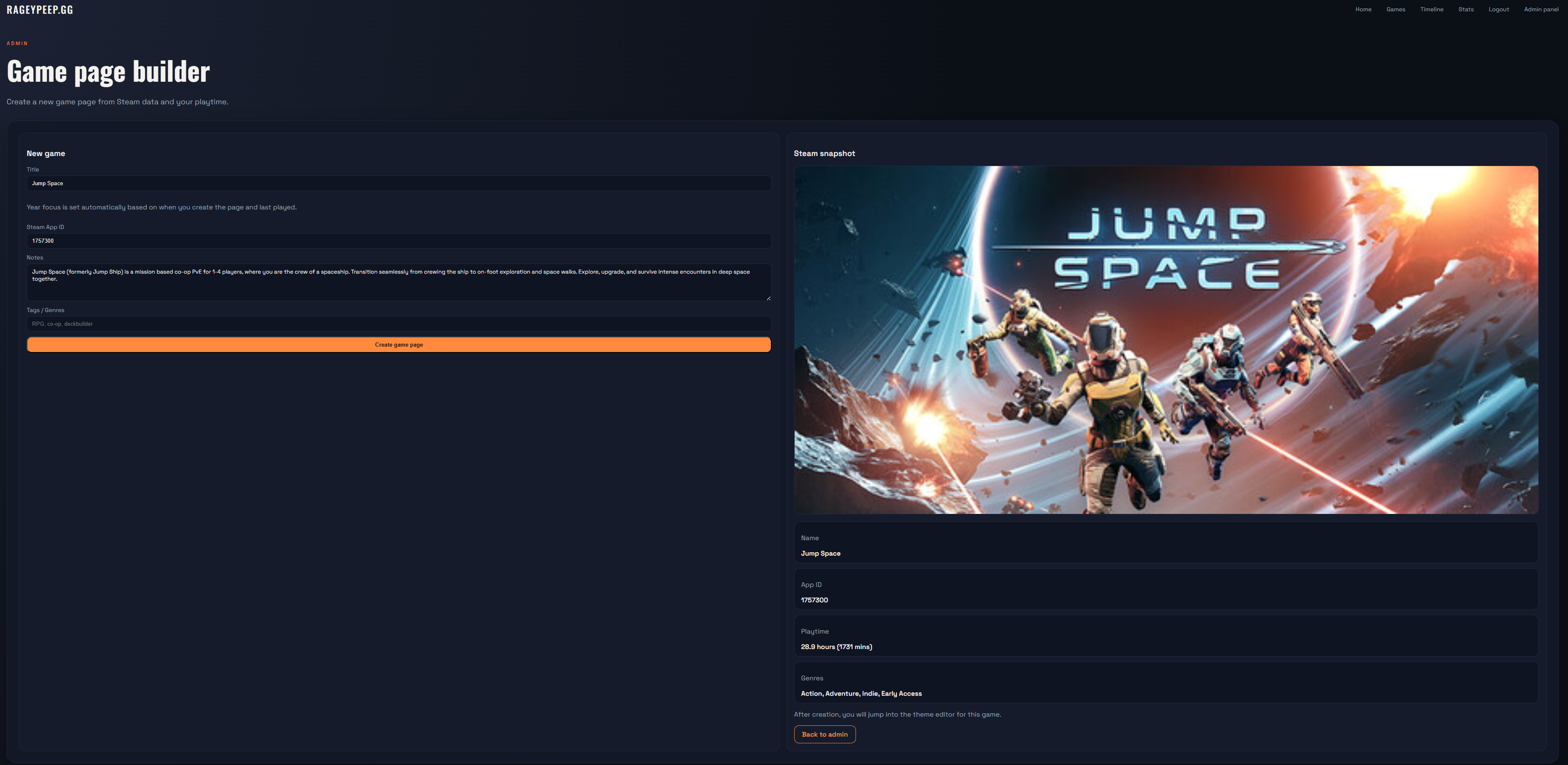 03 — The New Game Page